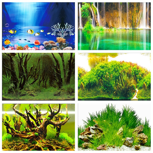 PVC Double Side Aquarium Background Poster Decoration Fish Tank Wall Lanscaping Decorative Background Poster 30/40/50cm(Height)