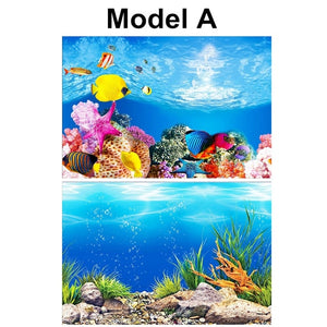 PVC Double Side Aquarium Background Poster Decoration Fish Tank Wall Lanscaping Decorative Background Poster 30/40/50cm(Height)